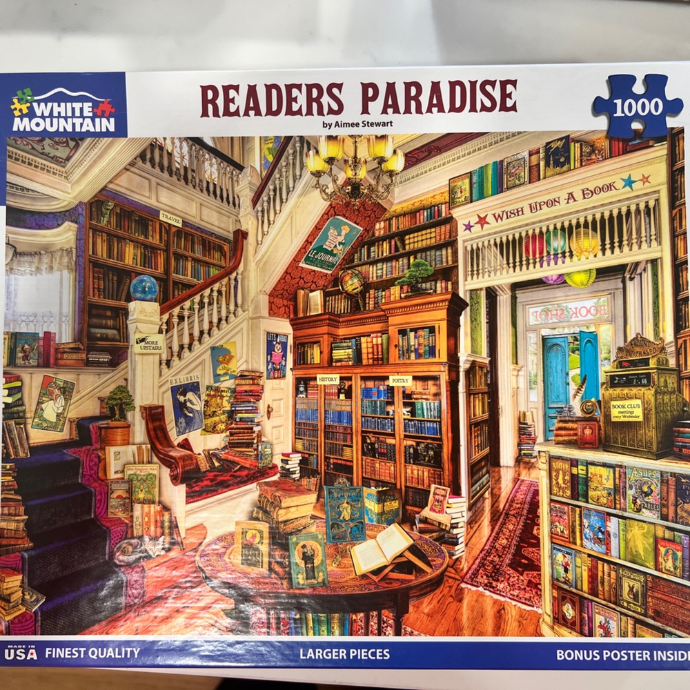 NEW White Mountain Readers Paradise 1000-Piece Puzzle - Colorful Bookshop Scene